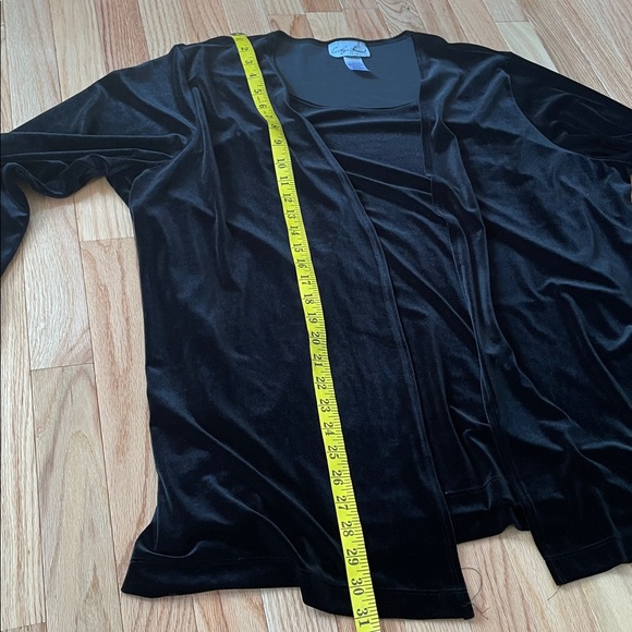 Carolyn Strauss Collection 2 in 1 Cardigan Top Womens 2X Black Velvet Mature - Picture 6 of 9